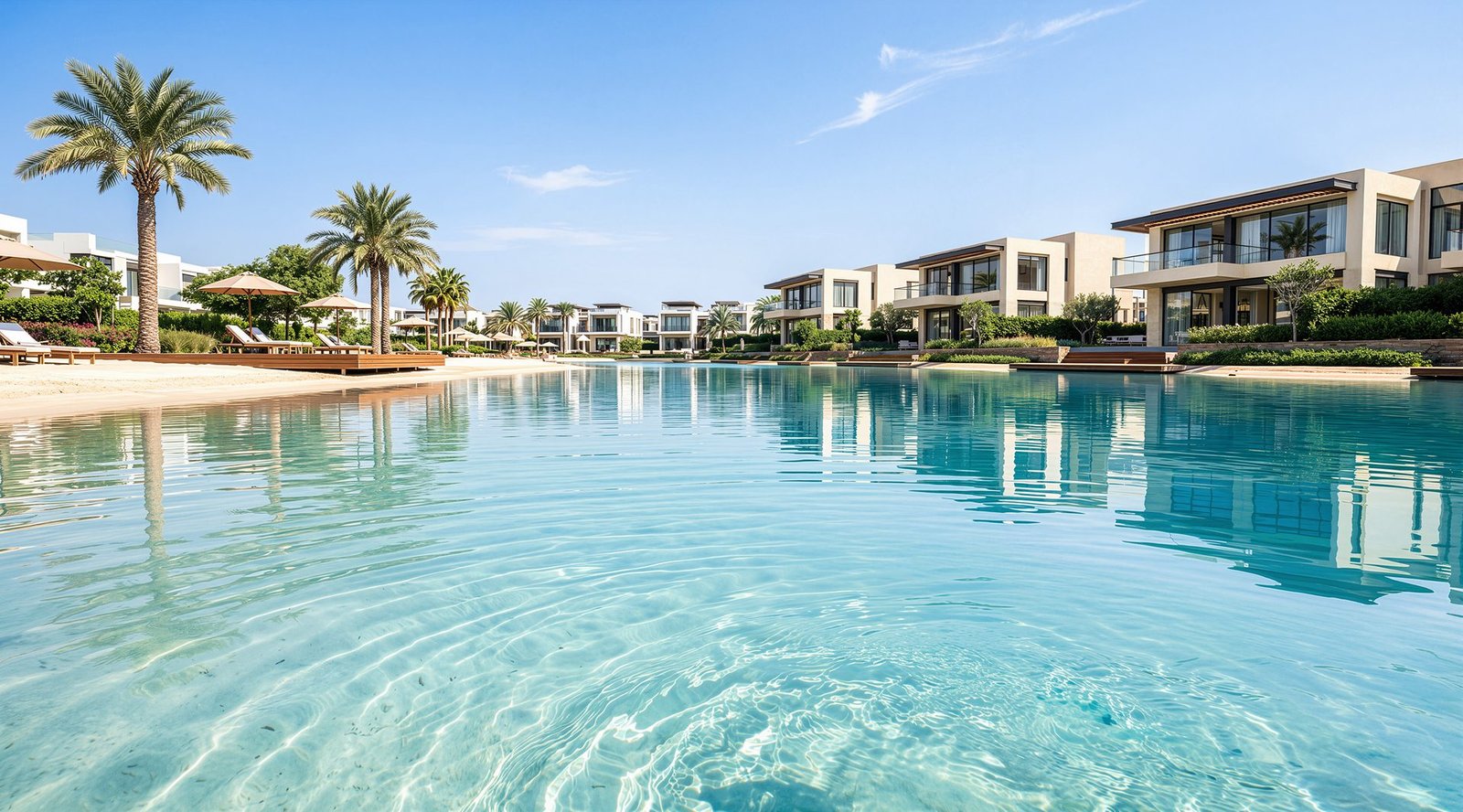 Perla swimmable lagoon and surrounding villas